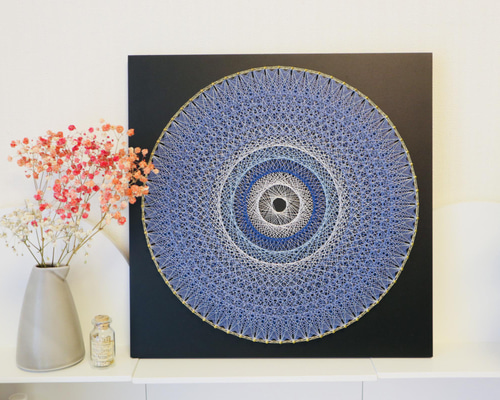 キャンバスアート アクリル画 インテリア 糸かけ曼荼羅 初心者でも簡単! 糸かけ曼荼羅アート｜蟹江カルチャーセンター