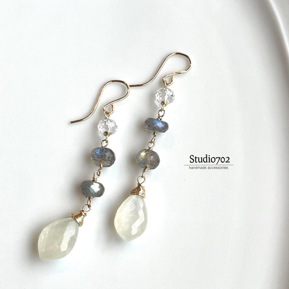 再販いたしました】14kgfホワイトムーンストーン  