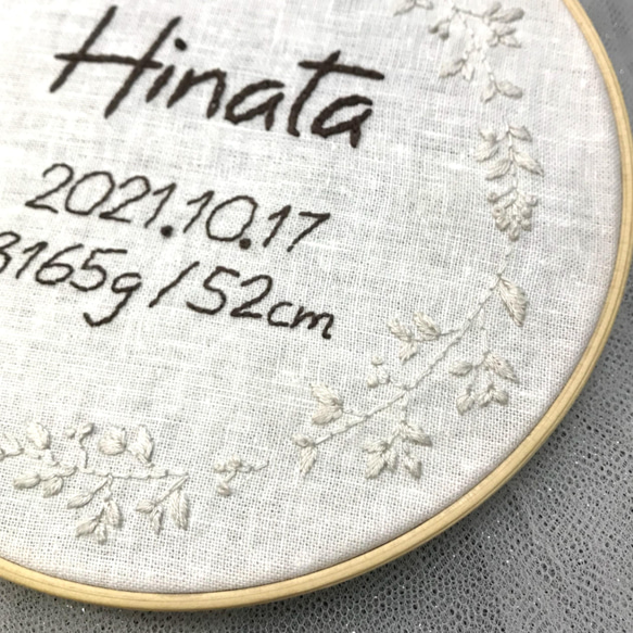 バースボード　ネームボード　命名書（刺繍） 2枚目の画像