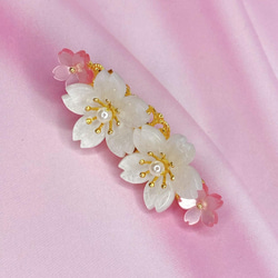数量限定 桜のヘアクリップ 白桜 2枚目の画像