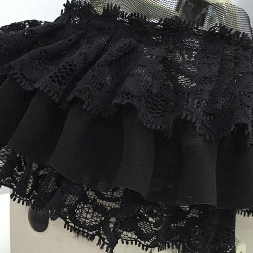 三層フリルレース ブラック 13cm*90cm レース noppy1 通販 13663053