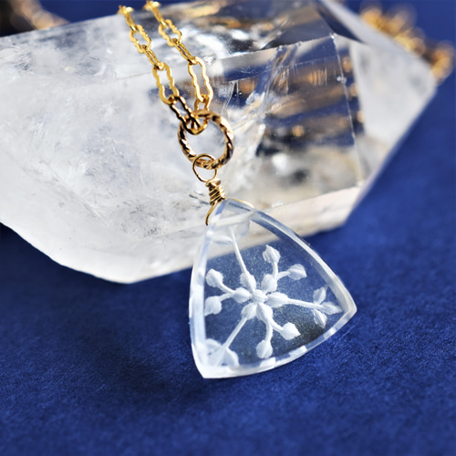 限定数のみ・雪結晶】切子細工彫刻 クリスタル(水晶) スライスカット  
