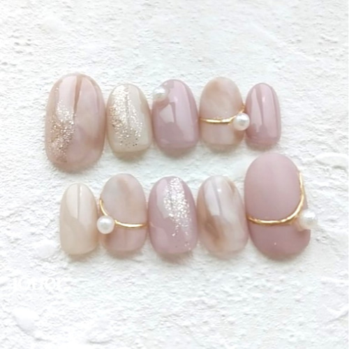 サイズオーダー♡パステルパールローズネイルチップ ピンク size order  
