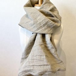 受注製作 国産リネンのサッと羽織れるたっぽりカーディガン ベージュ 3枚目の画像