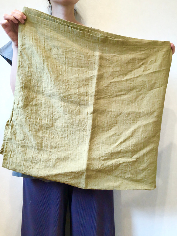 受注製作 国産リネンのサッと羽織れるたっぽりカーディガン シナモン 15枚目の画像