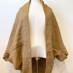 受注製作 国産リネンのサッと羽織れるたっぽりカーディガン シナモン 9枚目の画像