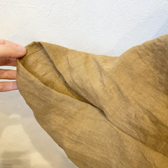 受注製作 国産リネンのサッと羽織れるたっぽりカーディガン シナモン 12枚目の画像