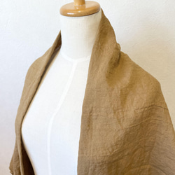 受注製作 国産リネンのサッと羽織れるたっぽりカーディガン シナモン 10枚目の画像