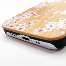 iPhone 桜の木で作った桜のウッドケース 木製スマホケース チェリーウッド 4枚目の画像