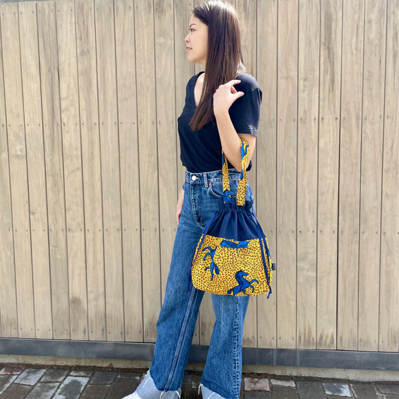 3way巾着バッグ◆YELLOW×DENIM 10枚目の画像