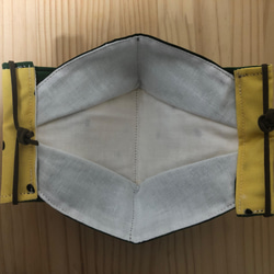 舟形マスク　スイカ　黄色　× 無地　白　立体マスク　 4枚目の画像