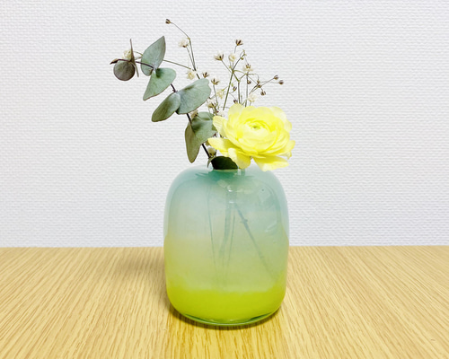 おしゃれ ブルー ガラス花入 送料込み1212 工芸品