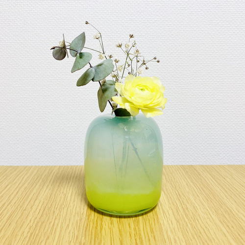 黄色とブルーのガラス一輪挿し 一輪挿し・花瓶・花器 jewegla 通販