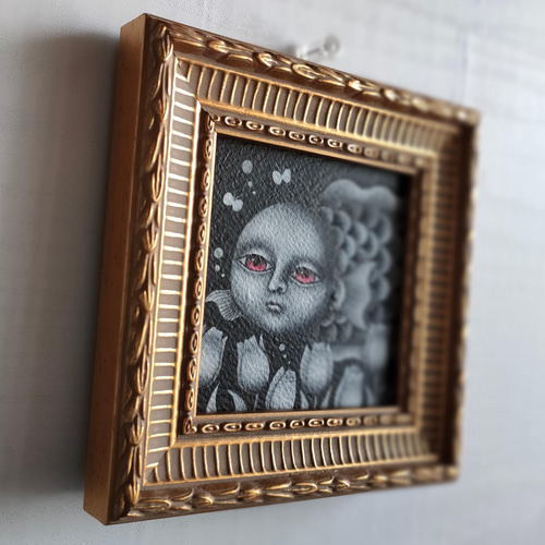 ミニ額縁 原画「チューリップと魚」 イラスト 田尻絵理奈 通販