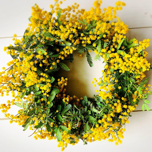 ミモザのドライフラワーリース ドライフラワー Green❁﻿garden  