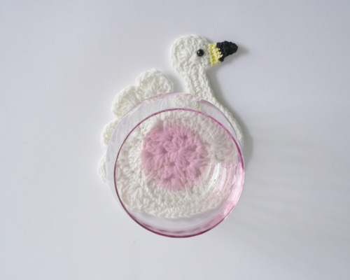 受注制作】スワンコースター 白鳥のコースター コースター ハート