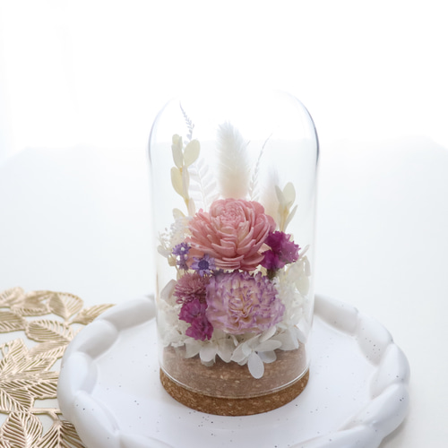 ドライ・プリザーブドフラワー アート 限定1点】カラフルな360度アレンジメント ドライフラワー