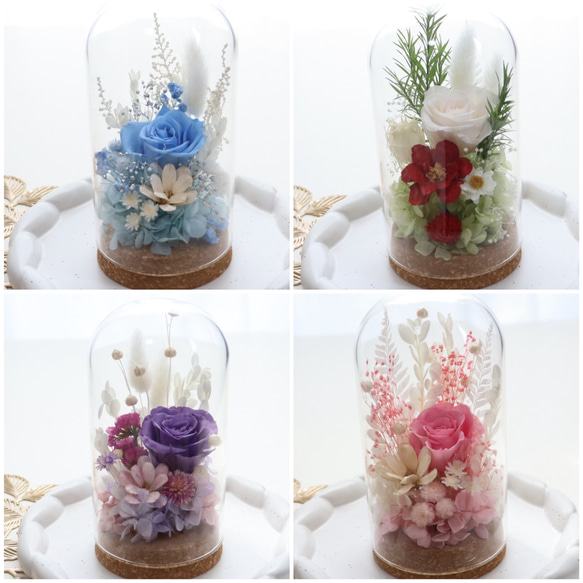 プリザーブドフラワー バラ1輪 ドライフラワー ドームフラワー ドーム