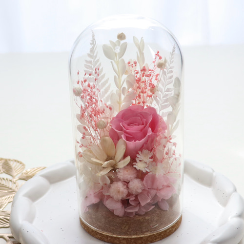 プリザーブドフラワー バラ1輪 ドライフラワー ドームフラワー ドーム