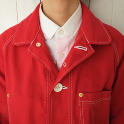 french work coat red size M 第9張的照片