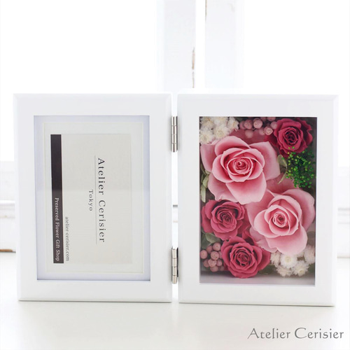 フラワー フォトフレーム 写真立て バラ プリザーブドフラワー Sサイズ