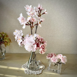 ラッピング無料！2種の桜S.B マジカルウォーター フラワーインテリア キューブガラス ギフト 16枚目の画像