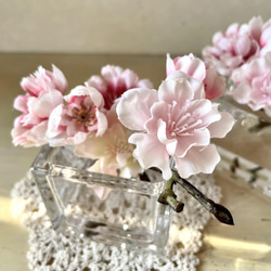 ラッピング無料！2種の桜S.B マジカルウォーター フラワーインテリア キューブガラス ギフト 1枚目の画像