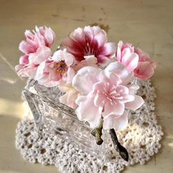 ラッピング無料！2種の桜S.B マジカルウォーター フラワーインテリア キューブガラス ギフト 5枚目の画像