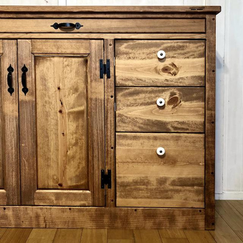 ♪ワークテーブルが出てくる カウンター下収納 収納家具 カントリー