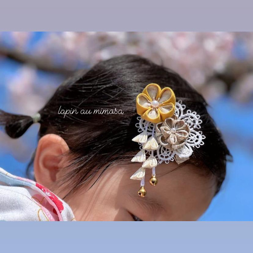 ハンドメイドベビーヘアバンド　ヘアクリップ　✿mii✿様 オーガンジーフラワーヘアクリップ / キッズヘアクリップ ベビー
