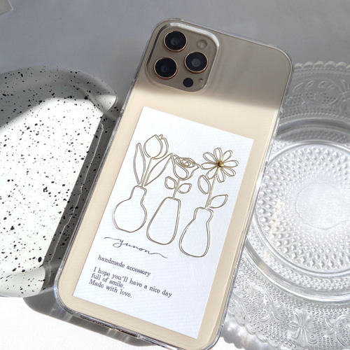 iPhone - ルアナ YN-12GD,【Flowervase】,スマホケース クリアケース ゴールド