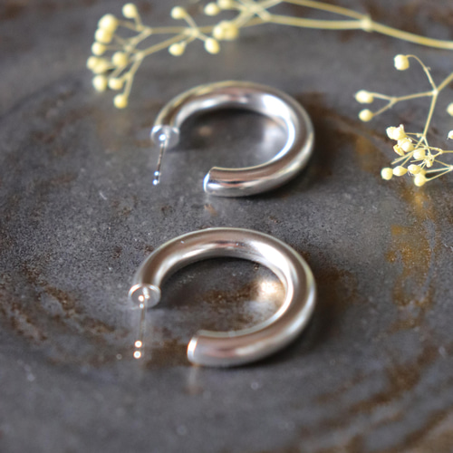 4.0×silver ×両耳用 】フープピアス メンズピアス ピアス（フープ