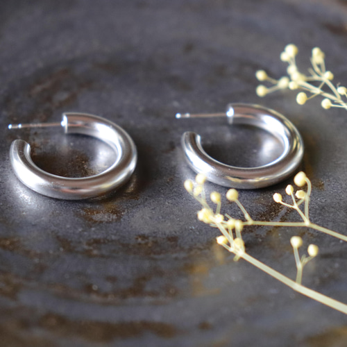4.0×silver ×両耳用 】フープピアス メンズピアス ピアス（フープ