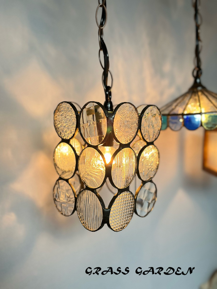 ステンドグラスランプ　丸型モザイク(GA09)