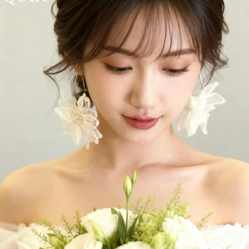 花 ピアス シフォン フラワー 大ぶりピアス ゴールド フラワー 揺れる