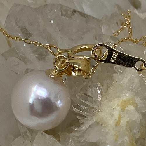 【綺麗 K18/750】あこや真珠8mmネックレス 綺麗 K18/750】あこや真珠8mmネックレス