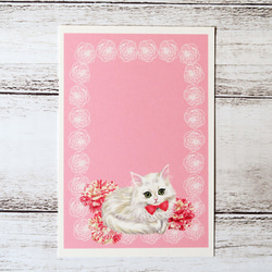 ポストカード4枚セット　薔薇とチンチラ猫 3枚目の画像