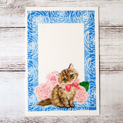 ポストカード4枚セット　薔薇とチンチラ猫 5枚目の画像
