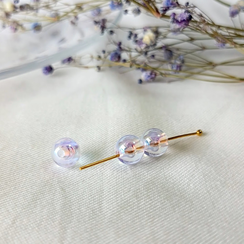 120個】【8mm】【オーロラクリア】アクリルビーズ オーロラビーズ