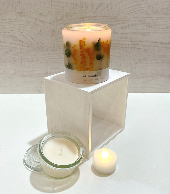 Botanical flower candle(ミモザ) ティーライトキャンドル付き 全品送料無料 3枚目の画像