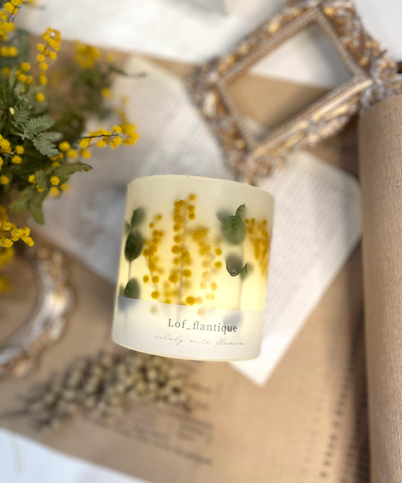 Botanical flower candle(ミモザ) ティーライトキャンドル付き 全品送料無料 1枚目の画像