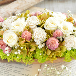 ✽母の日におすすめ✽ふんわり優しい✽春のお花畑のアレンジメント　L 【 acacia bowl ～pink～】 11枚目の画像