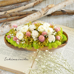 ✽母の日におすすめ✽ふんわり優しい✽春のお花畑のアレンジメント　L 【 acacia bowl ～pink～】 1枚目の画像