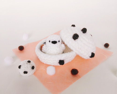 シマエナガin豆大福 あみぐるみ moi1028 通販 13666836｜Creema