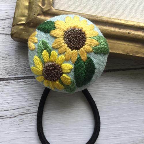 夏デザインSALE 小鳥とひまわりヘアゴム