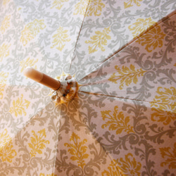 ★日傘★黄色のダマスク柄★イエロー×グレー★パラソル・parasol 10枚目の画像