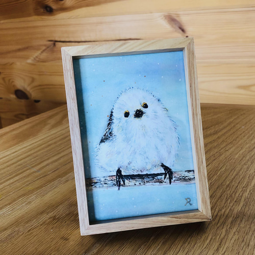 水彩画で描くシマエナガ✨原画 写真Lサイズ 有料額装込み 絵画