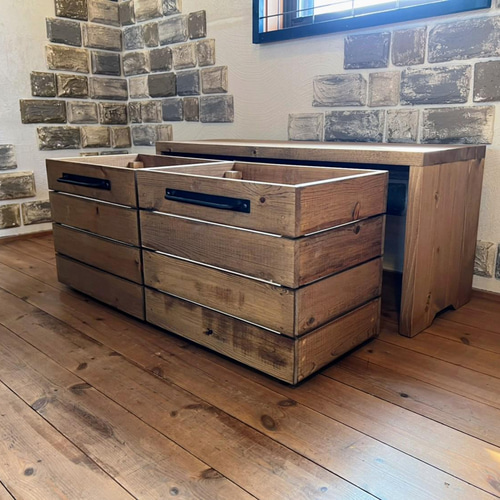 収納ワゴン付きベンチ 1000