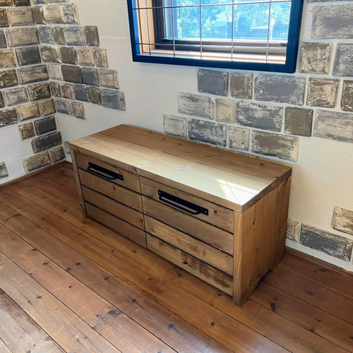 収納ワゴン付きベンチ 1000