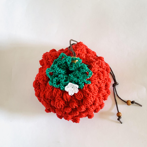 いちご巾着・かぎ針編み・赤・Sサイズ 巾着バッグ あみむめも 通販